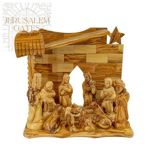 Simple Olive Wood Nativity Set
